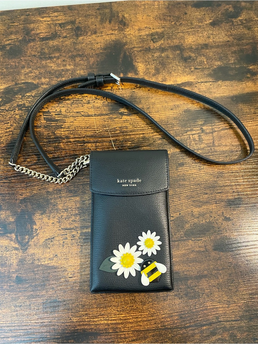kate spade Black Daisy Bee Crossbody Phone Pouch